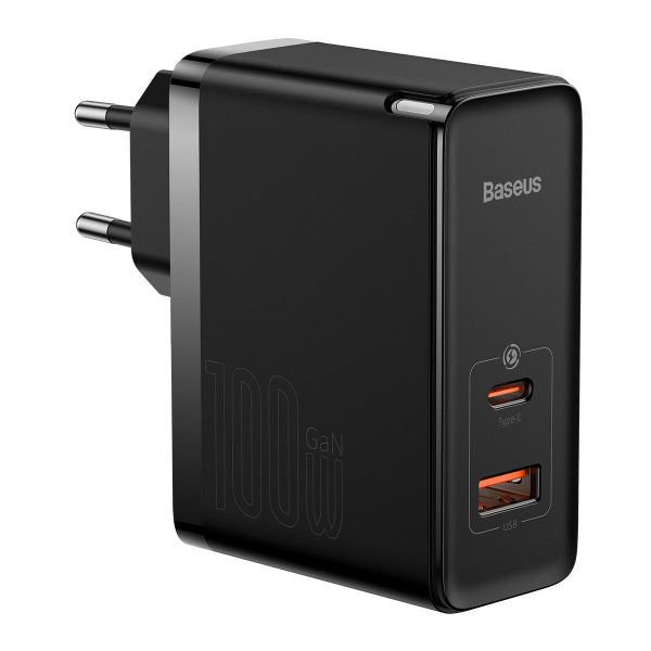 Incarcator Retea Cu Cablu USB-C Baseus GaN5 Pro, 100W, 3A, 1 x USB-A - 1 x USB-C, Negru