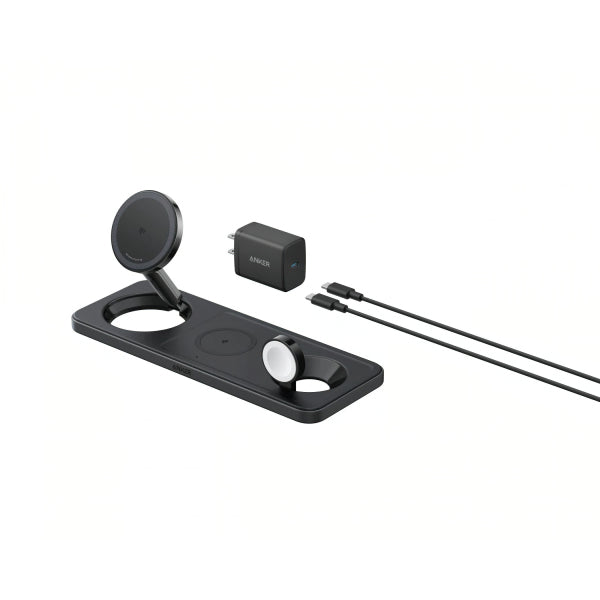 Incarcator Retea Wireless Anker MagGo 3in1, 15W, 1.67A, Negru