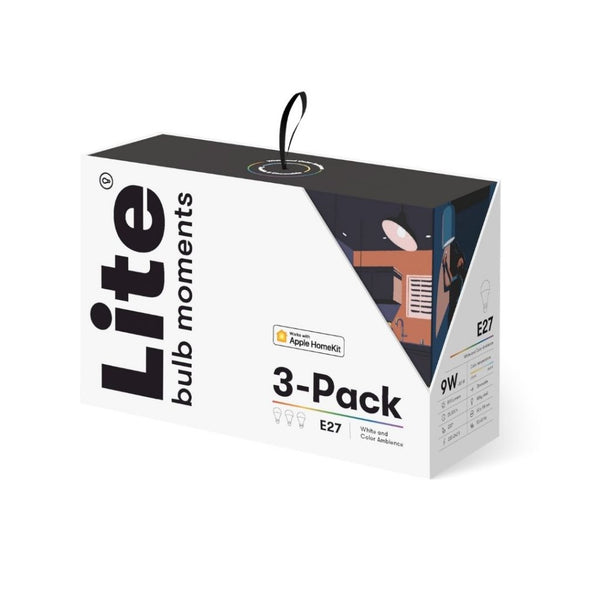 Bec Smart, Lite bulb Moments, HomeKit , E27, 9W,  RGB 2700-6500K, 3 Bucati