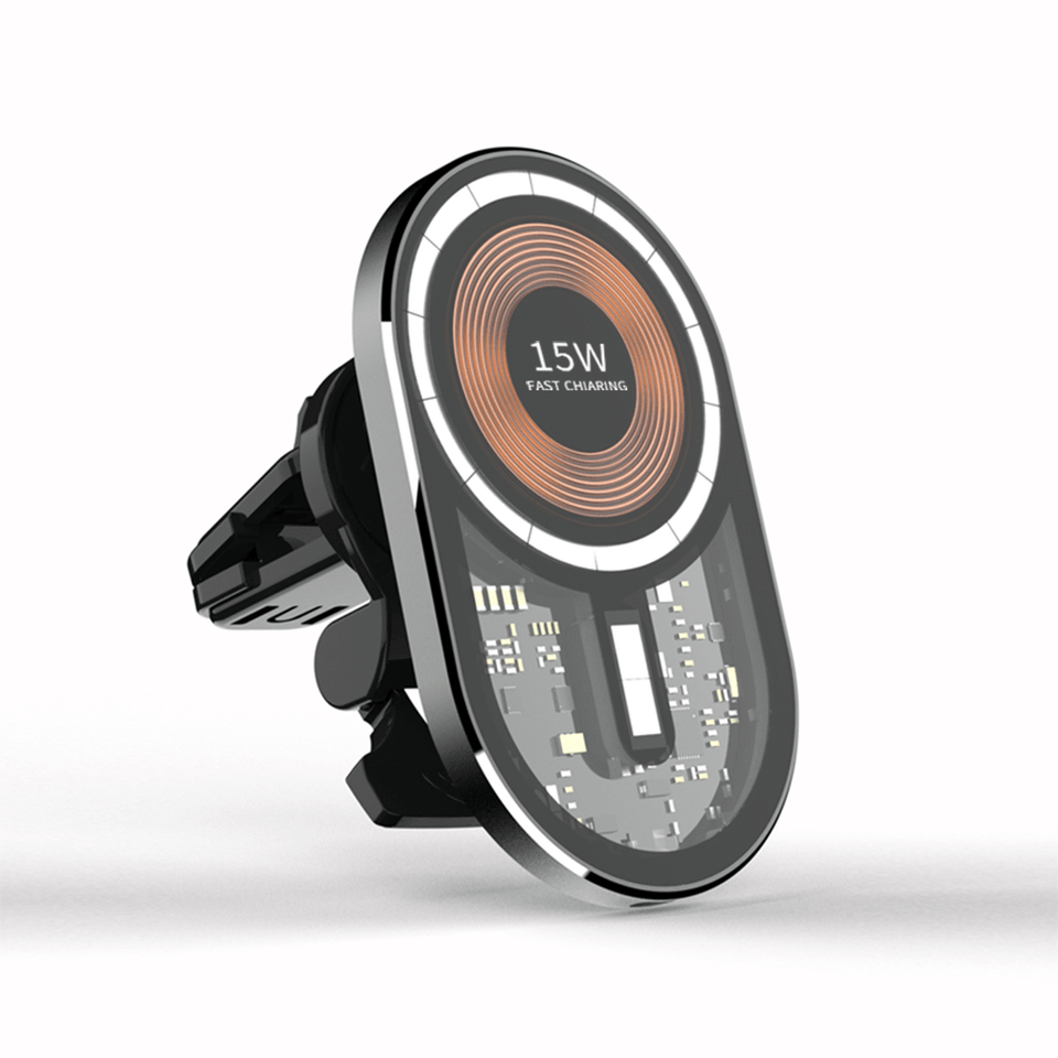 Încărcător Auto Magnetic 15W Wireless QI Oval - iFan.RO