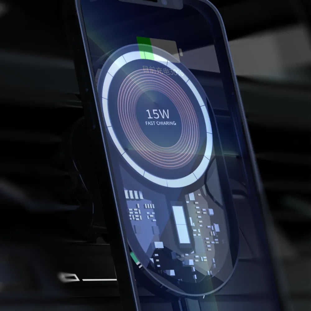 Încărcător Auto Magnetic 15W Wireless QI Oval - iFan.RO