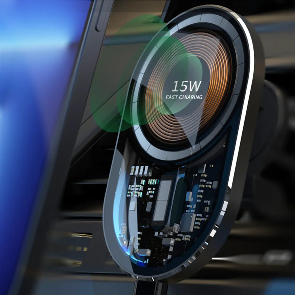 Încărcător Auto Magnetic 15W Wireless QI Oval - iFan.RO