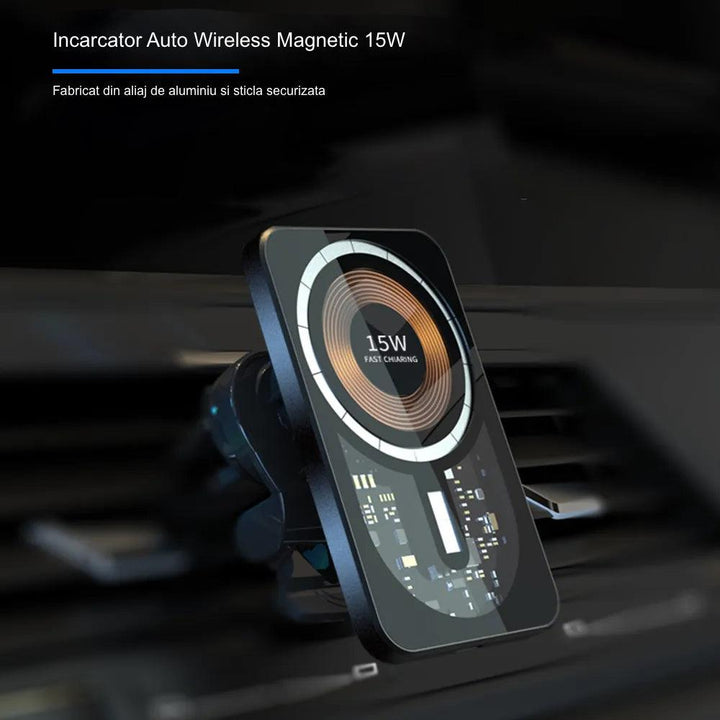 Încărcător Auto Magnetic 15W Wireless QI - iFan.RO