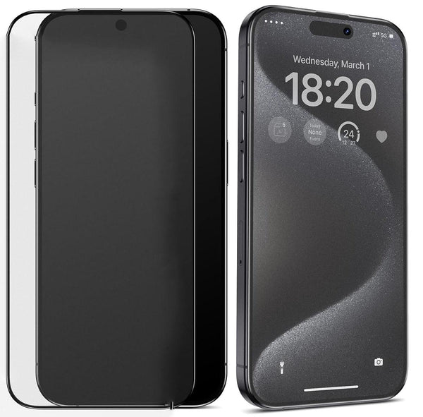Folie Protecție Ceramică Premium Matte iFan® pentru iPhone 15 Pro Max, Premium Ceramic Glass Matte, Anti Amprentă, Anti Zgarieturi, Anti Socuri, Acoperire Totală Ecran Full Cover, 2.5D, Protectie Profesionala Ecran Hard Glass 9H, Negru Mat