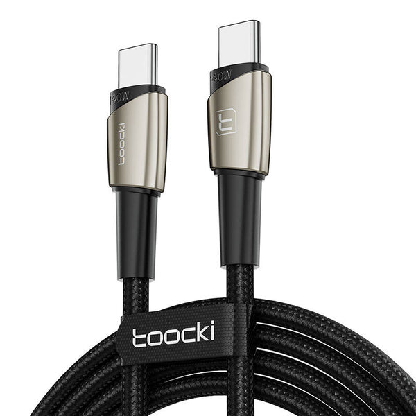 Cablu Date si Incarcare Toocki, USB-C la USB-C, Fast Charge 140W, 1M, Nichel Perlat