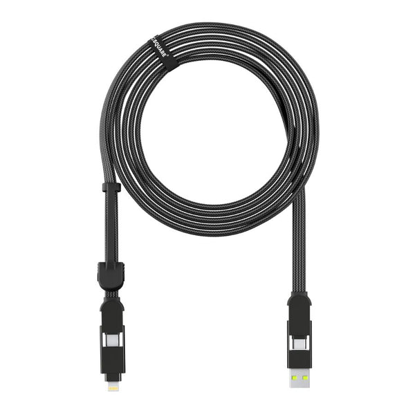 Cablu de Incarcare si Date 6 in 1 inCharge XL, USB-C la USB-C, USB-C la Lightning, USB-C la MicroUSB, Ultra Fast Charging 100W, Transfer de Date 480 Mbps, Lungime 3m, Negru