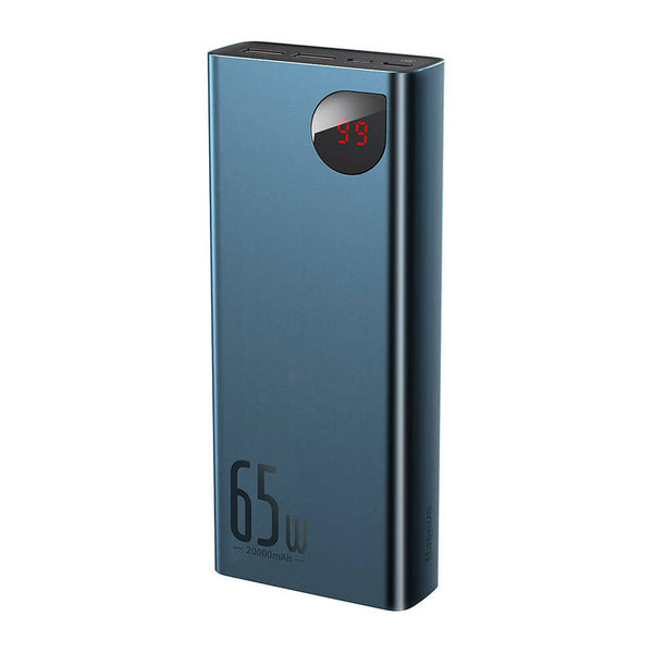 Powerbank Baseus Adaman Metal 20000 mAh PD QC 3.0,  2 x USB-A + 1 x USB-C + Micro USB, Putere 65W, Cablu USB-C Inclus, Albastru