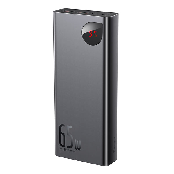 Powerbank Baseus Adaman Metal 20000 mAh PD QC 3.0,  2 x USB-A + 1 x USB-C + Micro USB, Putere 65W, Cablu USB-C Inclus, Negru