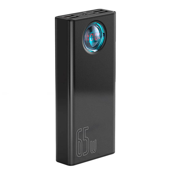 Powerbank Baseus Amblight 30000 mAh, 4 x USB-A, 1 x USB-C, 65W, Cablu USB-C Inclus, Negru