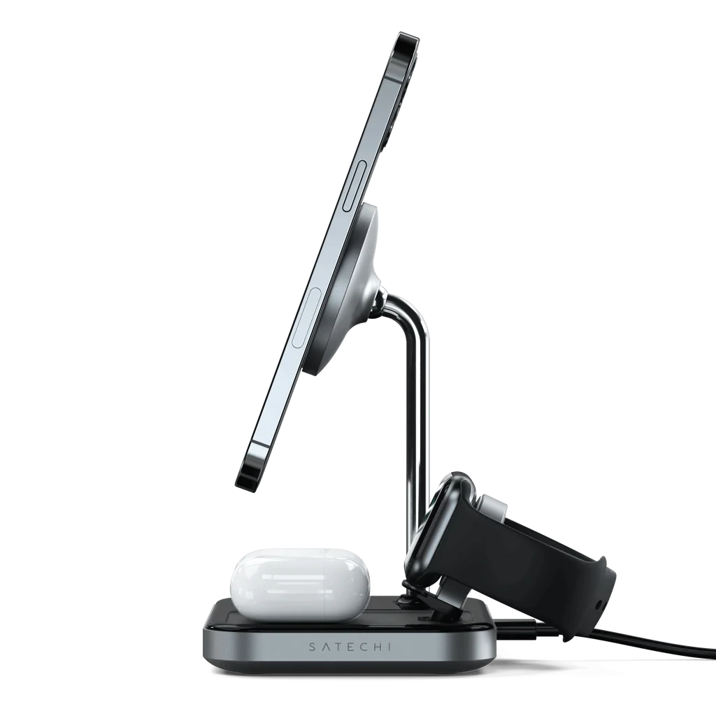 Incarcator Wireless Magnetic Satechi 3 in 1 cu Suport Magsafe - iFan.RO